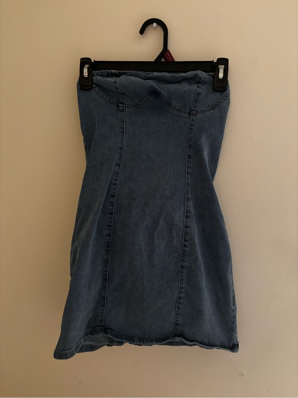 Strapless Denim Mini Dress - Blue